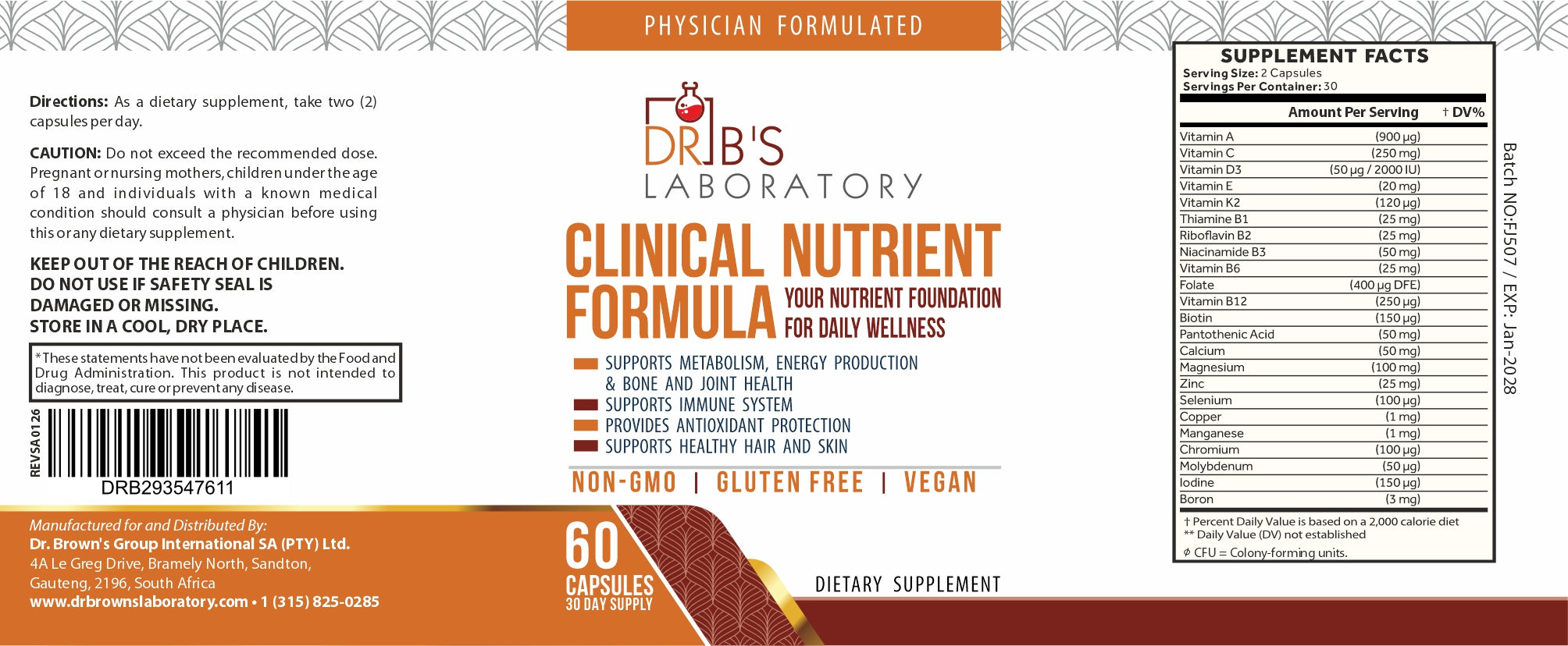 Dr. Brown’s Clinical Nutrient Formula (60 caps)